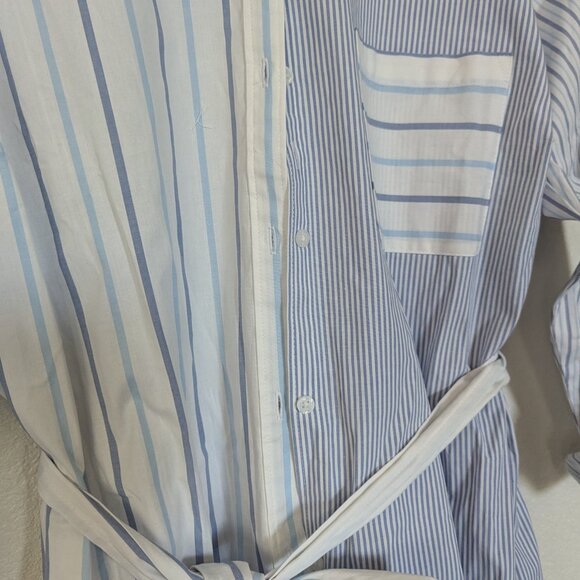 NWT Croft & Barrow Mixed-Stripe Shirt Dress Poplin Work Vacation White Blue 1X - Picture 4 of 15